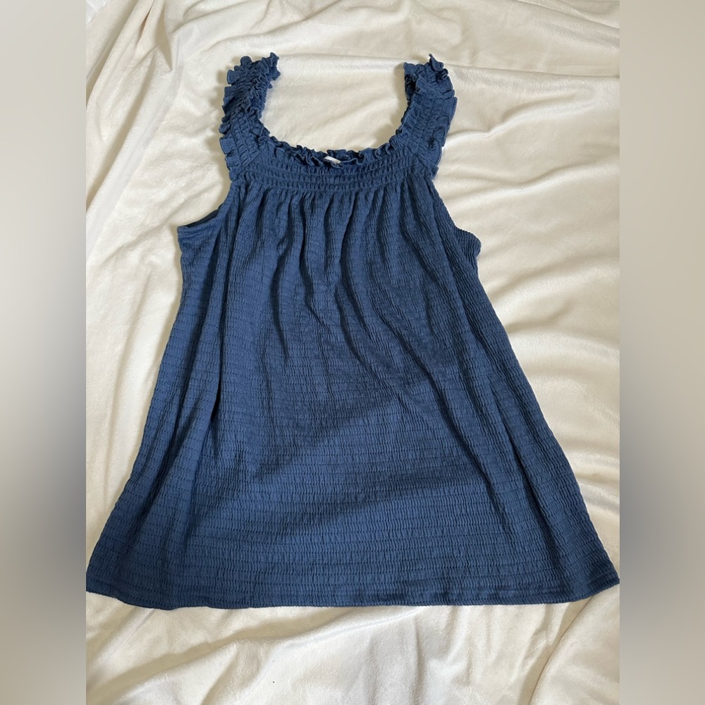 Lauren Conrad Blue Ruffled Strap Tank